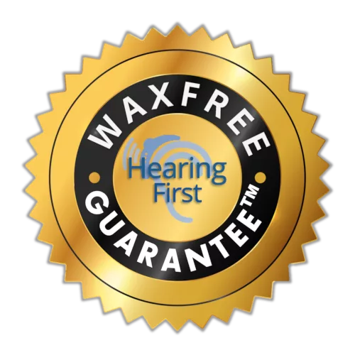 the hearing first waxfree guarantee™ logo (c) true hearing limited